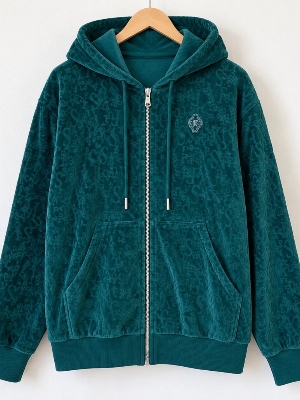 Savage X Fenty Signature Script Velour Zip Hoodie XL Green NWT